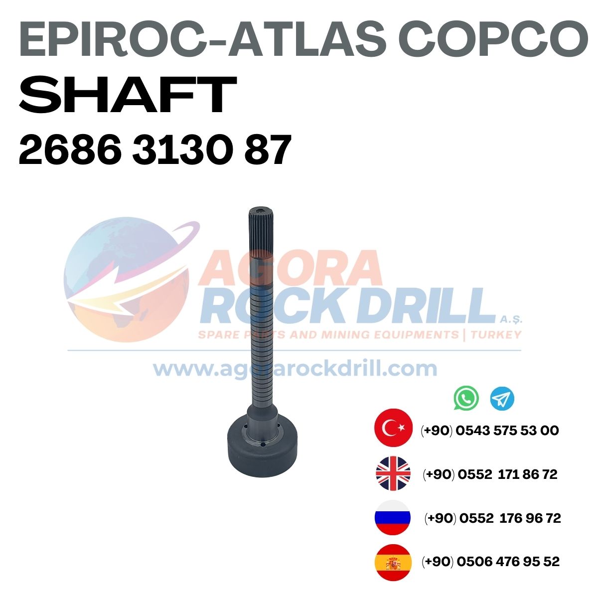 Epiroc - Atlas Copco - Shaft - 2686 3130 87 - 2686313087 - 2686-3130-87 