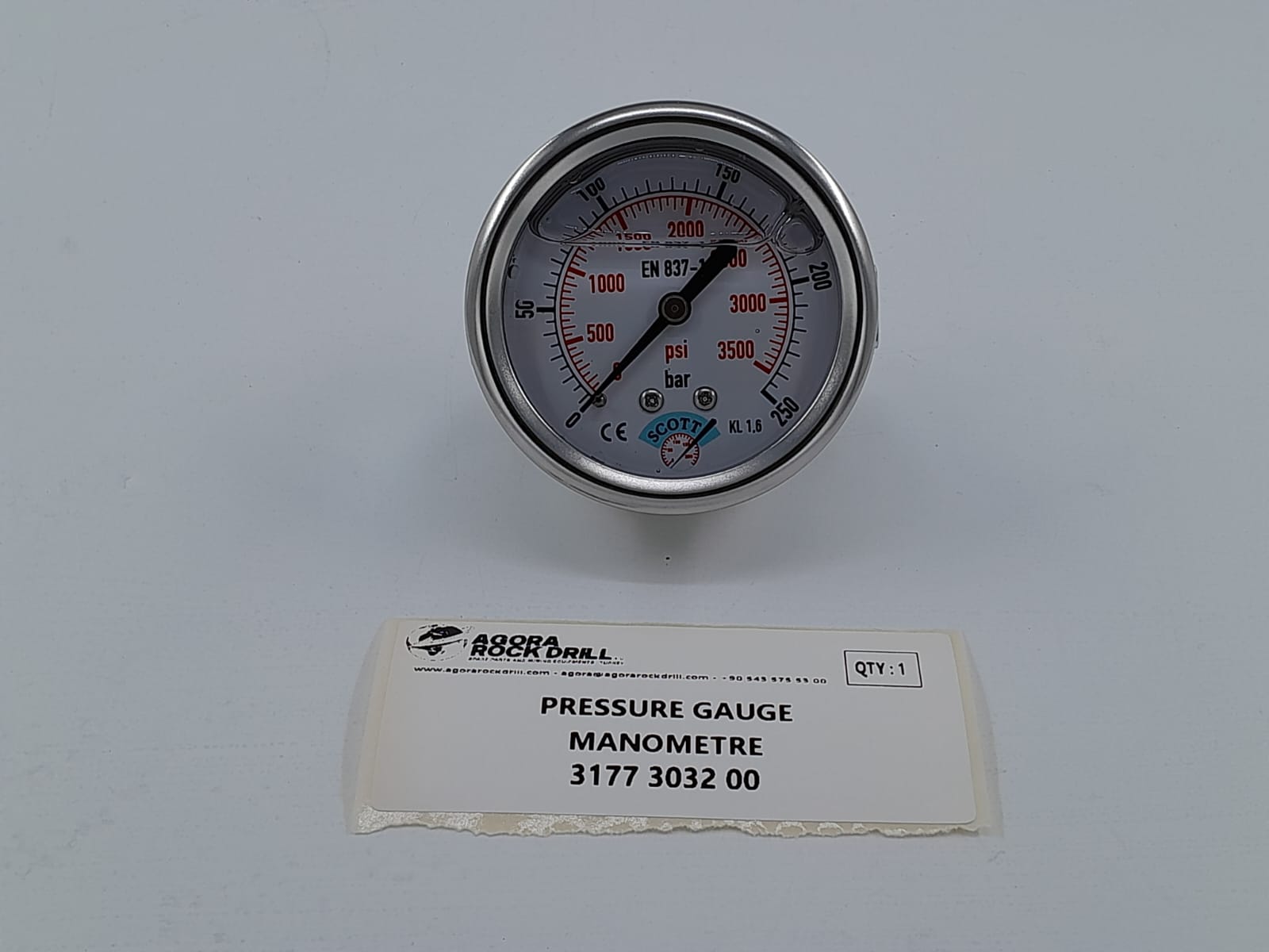 Epiroc - Atlas Copco - Pressure Gauge - 3177 3032 00 - 3177303200 - 3177-3032-00