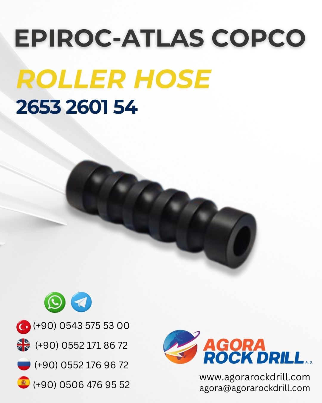 Epiroc - Atlas Copco - Roller Hose - 2653 2601 54 - 2653260154 - 2653-2601-54
