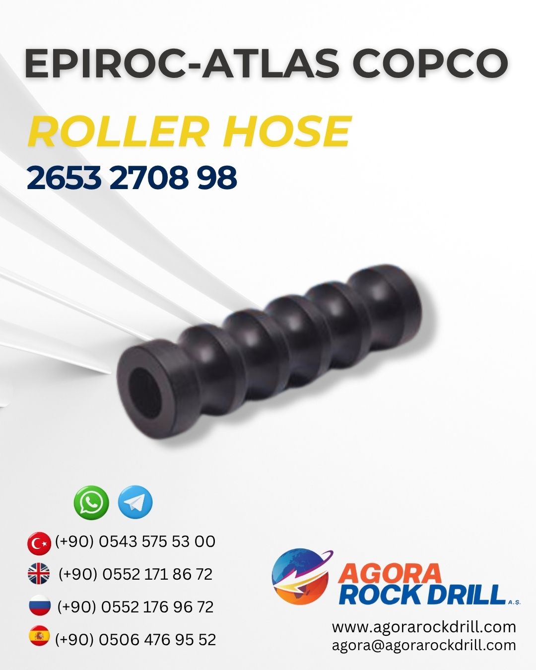 Epiroc - Atlas Copco - Roller Hose - 2653 2708 98 - 2653270898 - 2653-2708-98