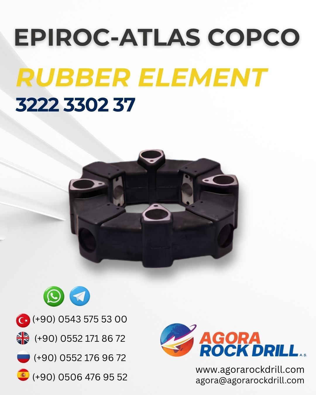 Epiroc - Atlas Copco - Rubber Element - 3222 3302 37 - 3222330237 - 3222-3302-37