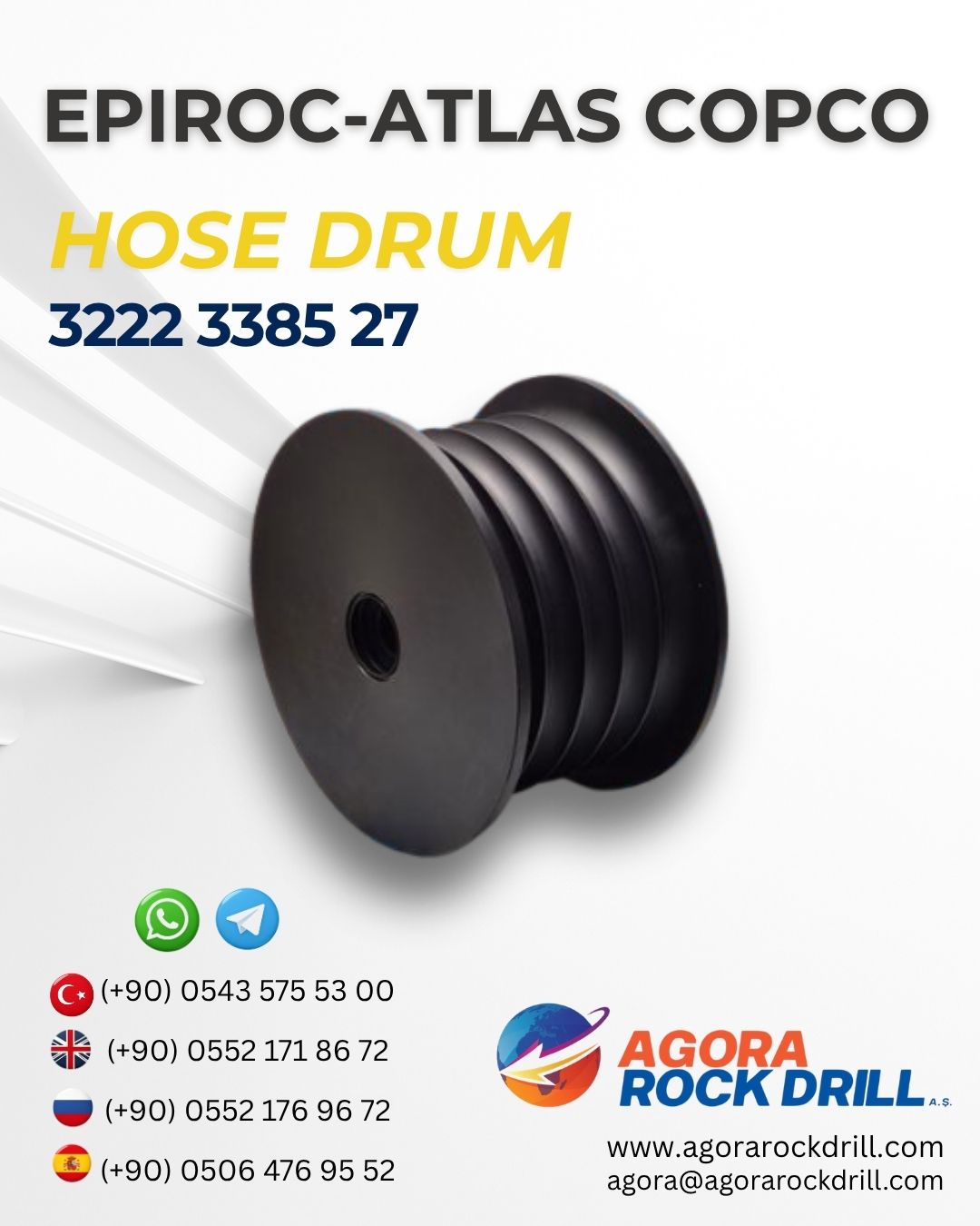 Epiroc - Atlas Copco - Hose Drum - 3222 3385 27 - 3222338527 - 3222-3385-27