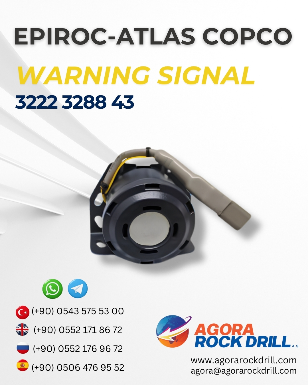 Epiroc - Atlas Copco - Warning Signal - 3222 3288 43 - 3222328843 - 3222-3288-43