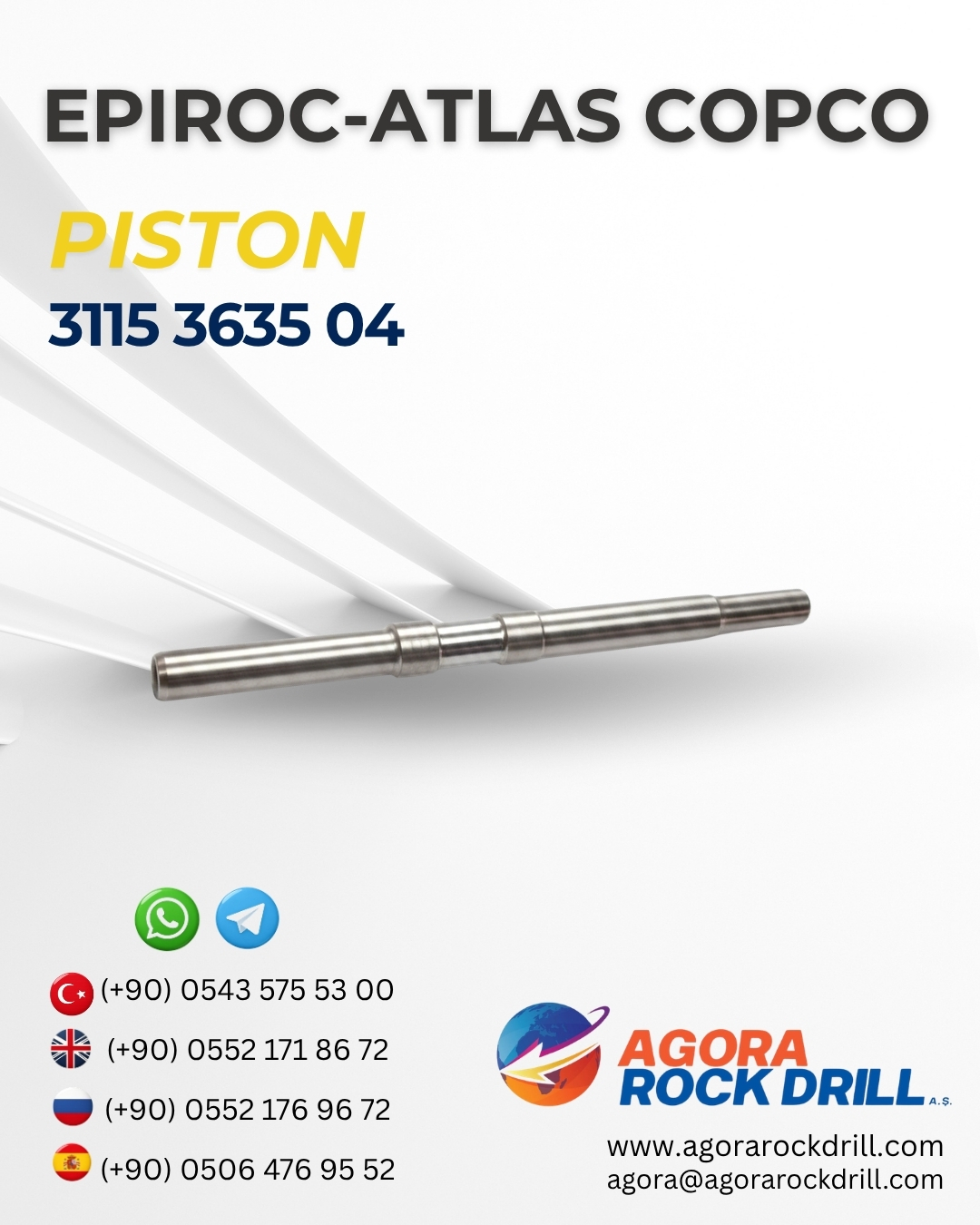 Epiroc - Atlas Copco - Piston - 3115 3635 04 - 3115363504 - 3115-3635-04