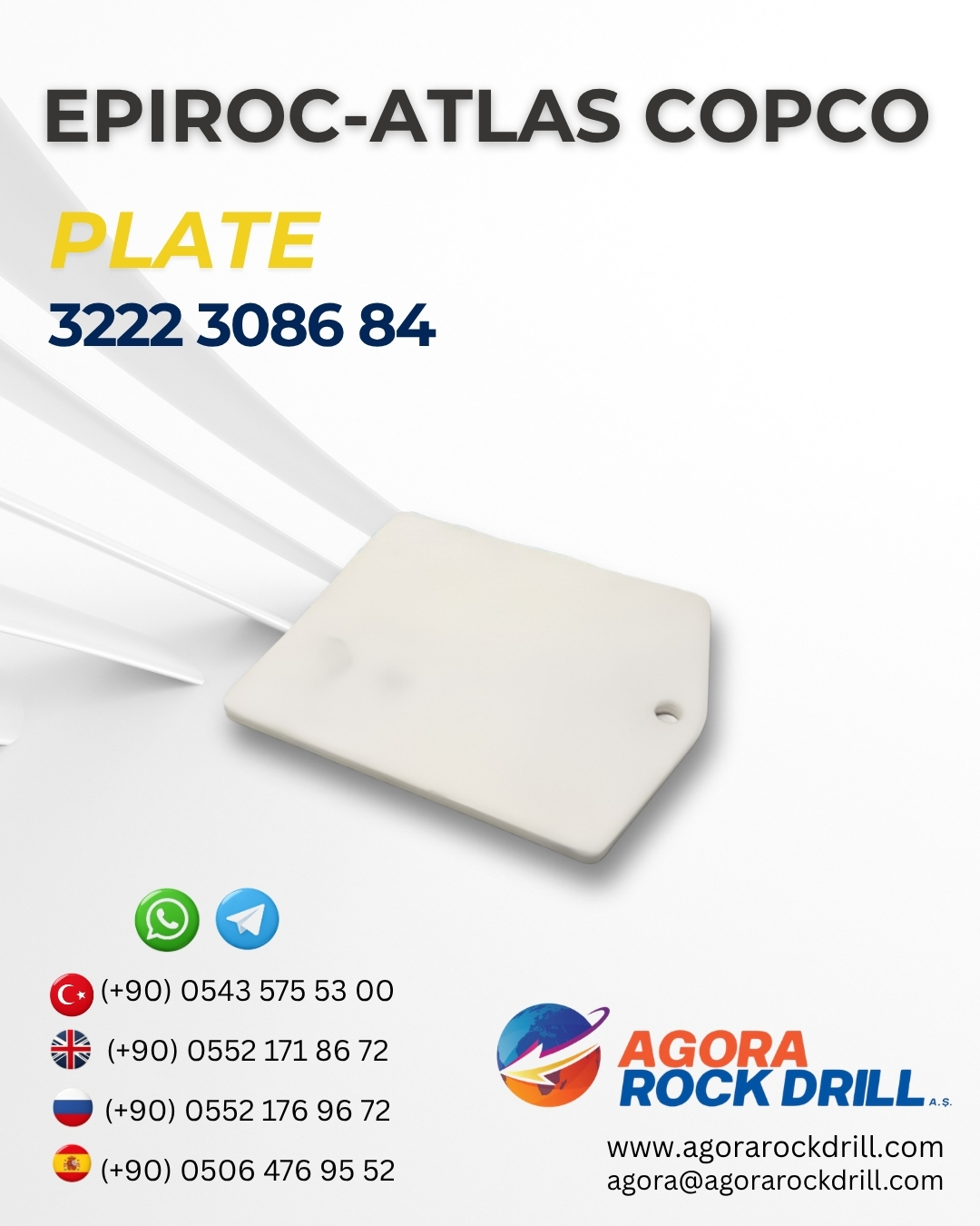 Epiroc - Atlas Copco - Plate - 3222 3086 84 - 3222308684 - 3222-3086-84
