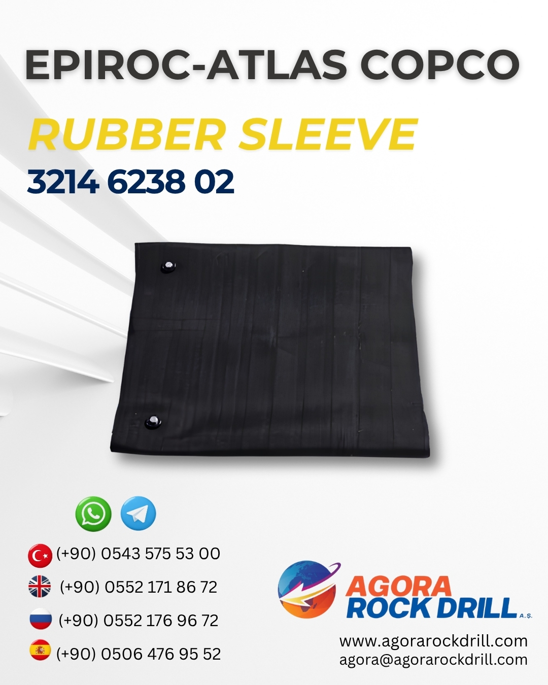 Epiroc - Atlas Copco - Rubber Sleeve - 3214 6238 02 - 3214623802 - 3214-6238-02