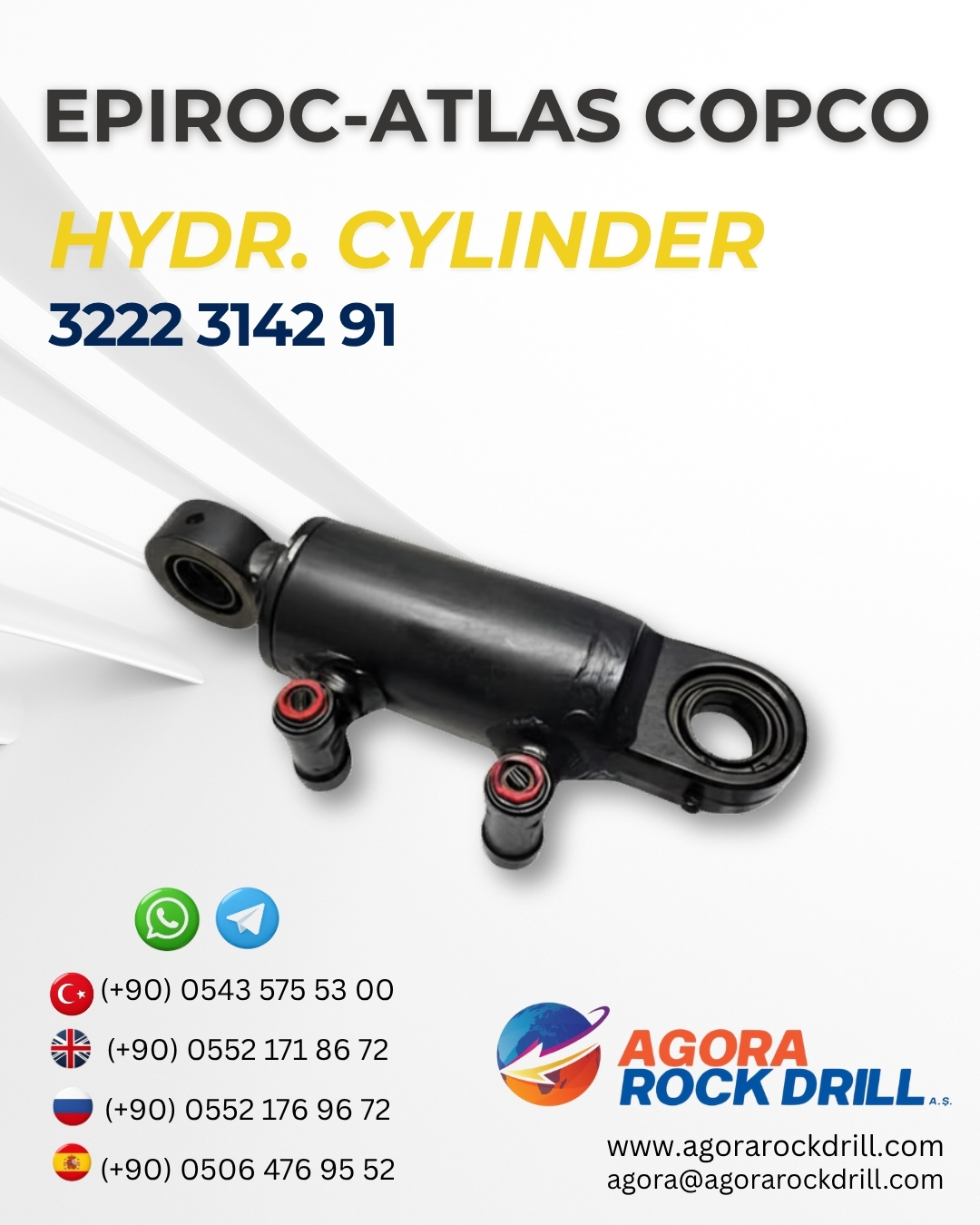 Epiroc - Atlas Copco - Hydr. Cylinder - 3222 3142 91 - 3222314291 - 3222-3142-91