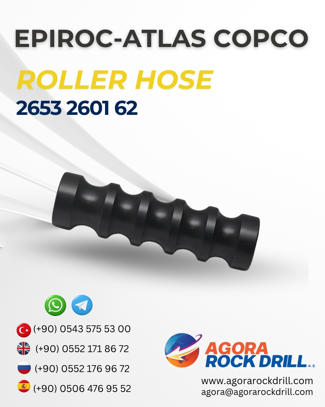 Epiroc - Atlas Copco - Roller Hose - 2653 2601 62 - 2653260162 - 2653-2601-62