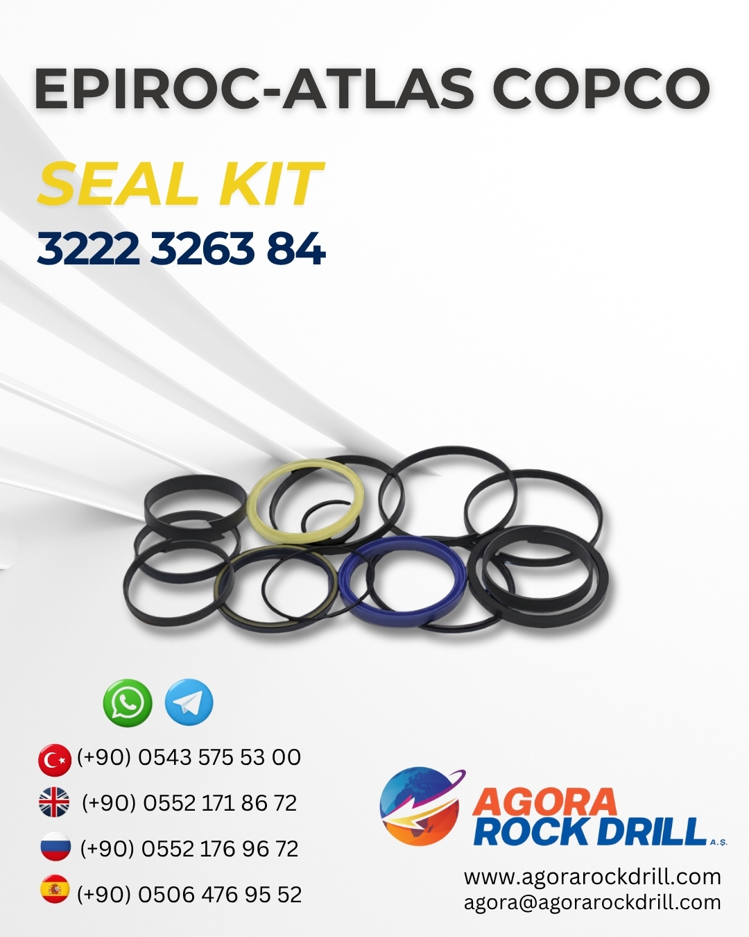 Epiroc - Atlas Copco - Seal Kit - 3222 3263 84 - 3222326384 - 3222-3263-84