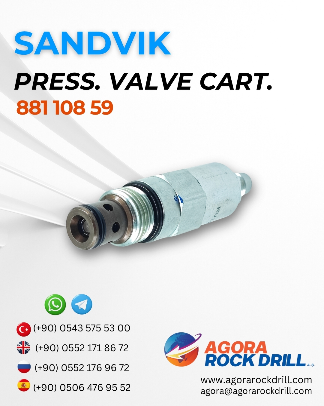 Sandvik - Pressure Valve Cartridge - 881 108 59 - 88110859
