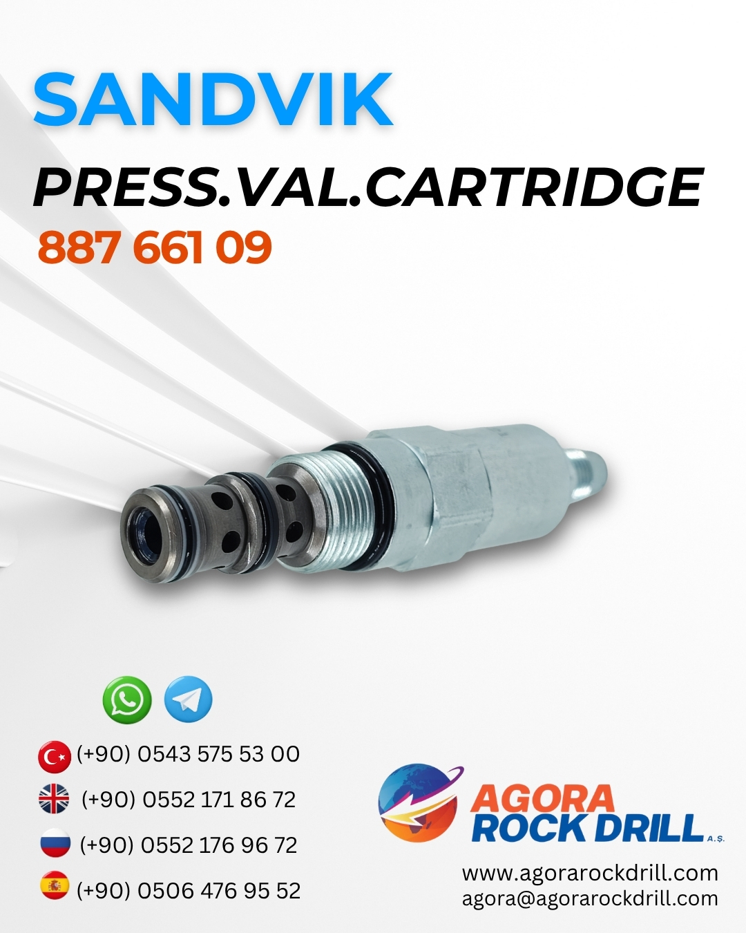 Sandvik - Pressure Valve Cartridge - 887 661 09 -  88766109