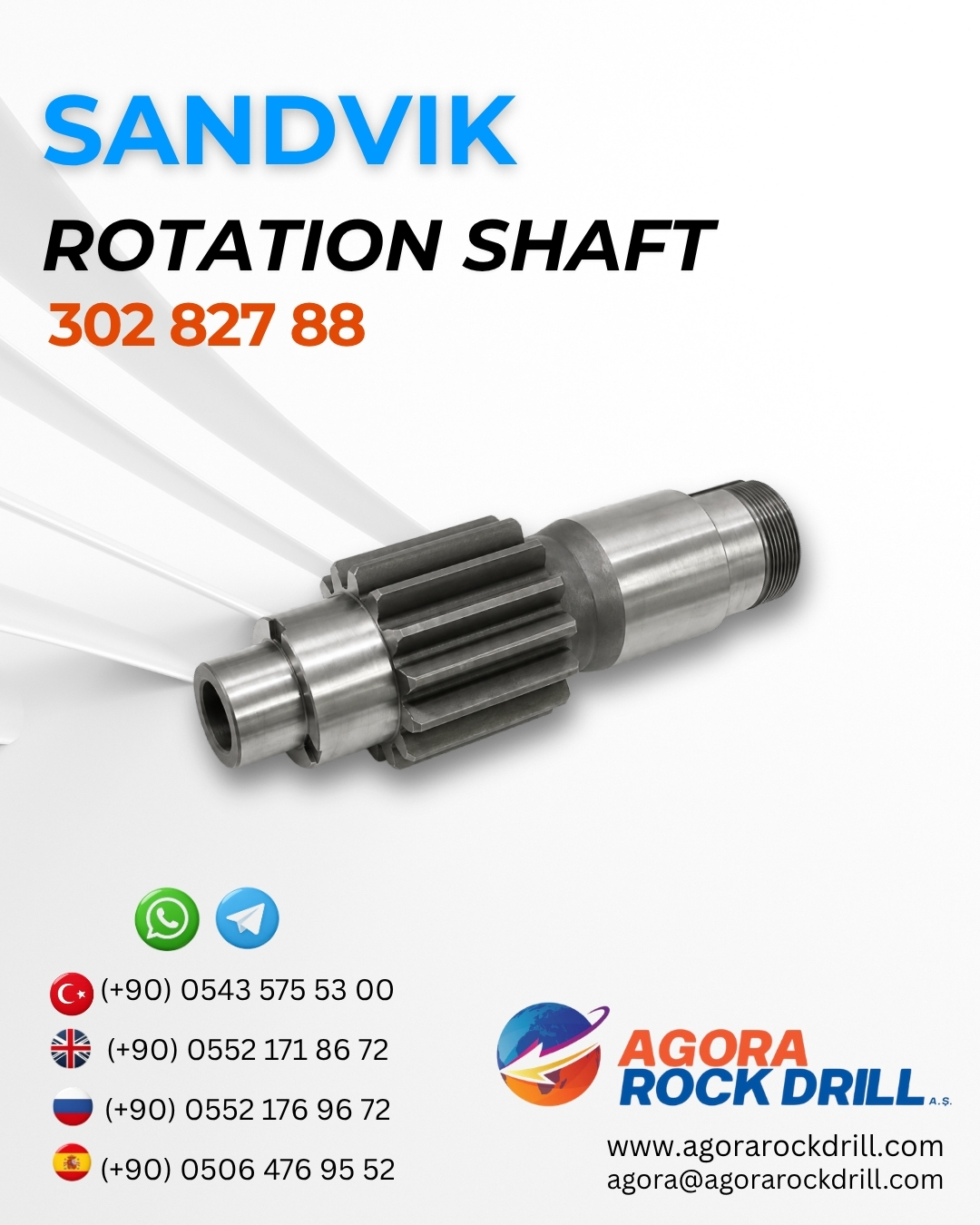 Sandvik - Rotation Shaft - 302 827 88 - 30282788 