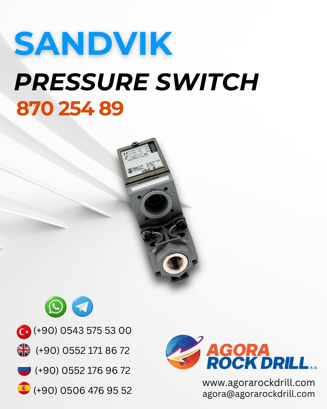 Sandvik - Pressure Switch - 870 254 89 - 87025489