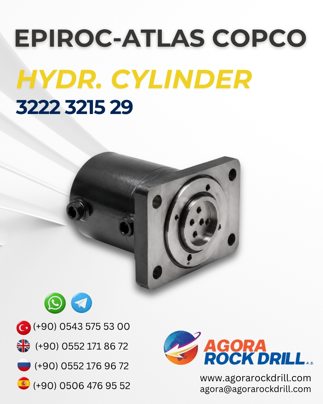 Epiroc - Atlas Copco - Hydr. Cylinder - 3222 3215 29 - 3222321529 - 3222-3215-29