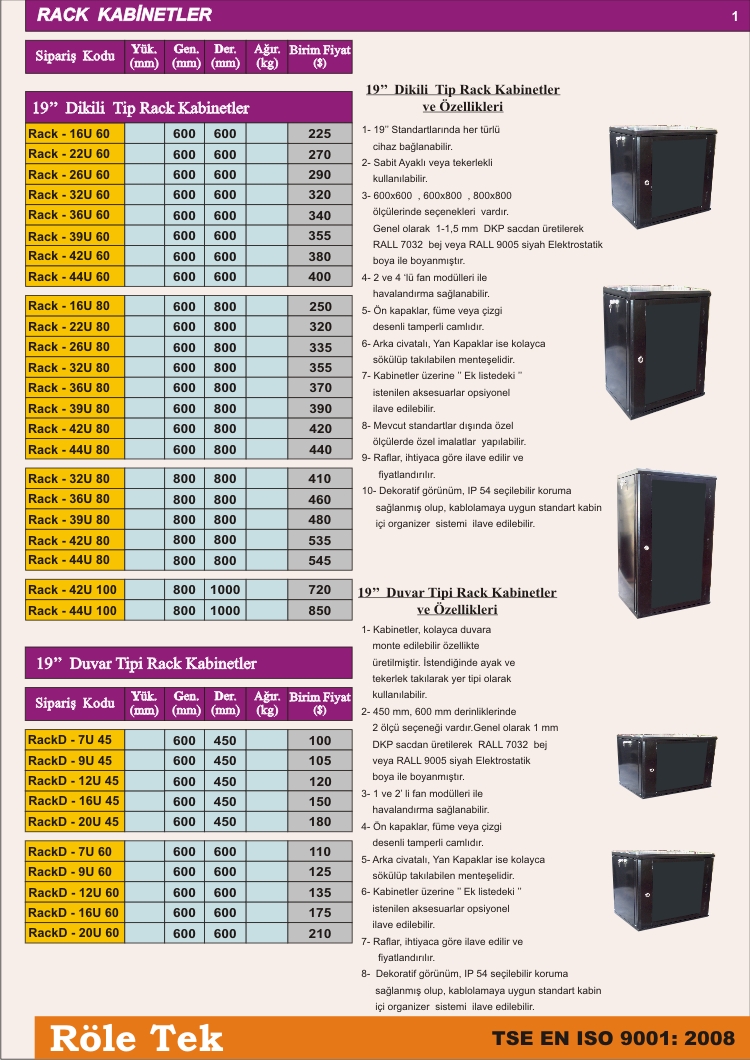 RACK KABİNETLER