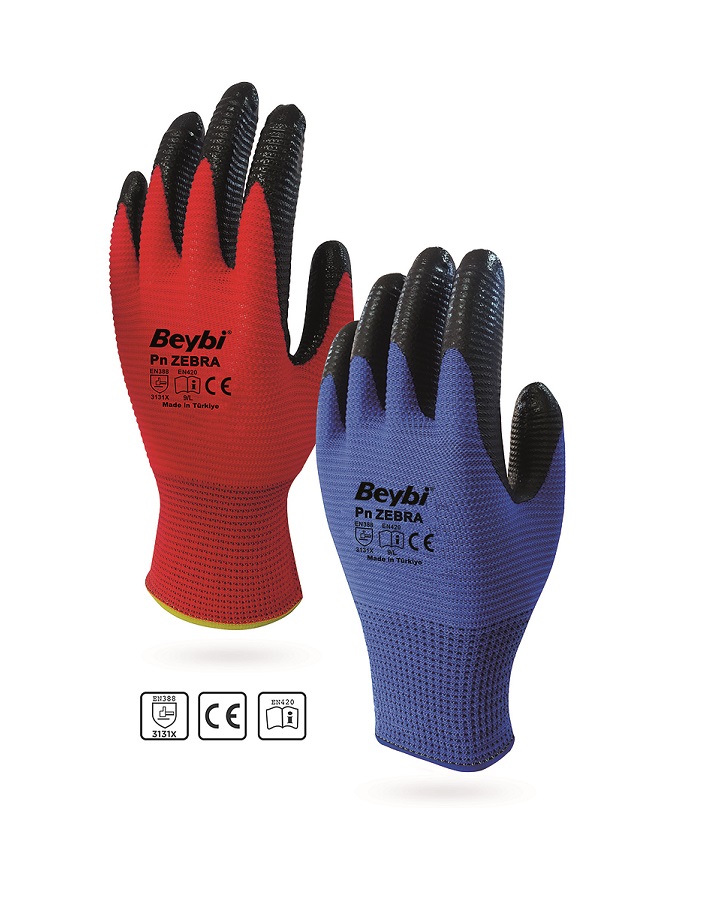 BEYBİ ZEBRA NİTRİL KAPLAMA ÖRME ELDİVENLER