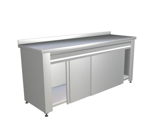 work bench with sliding door cabinet