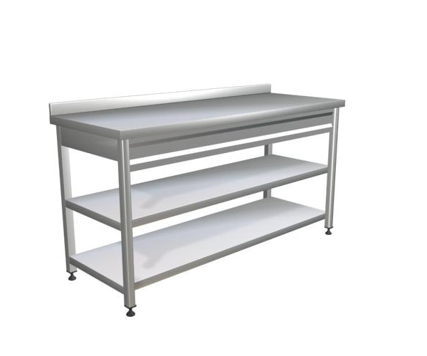 work bench with base and intermediate shelf