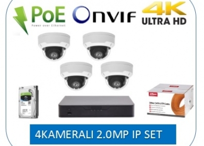 SilverStone 2.0MP H265 Poe 4Kameralı IP Kamera Seti