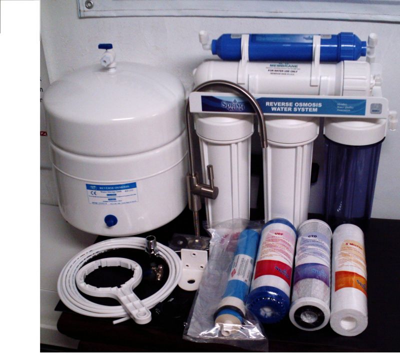 SPRING WATER UNDERCOUNTER PUMPLESS REVERSE OSMOSIS SYSTEM 100lt/day (5 stages)