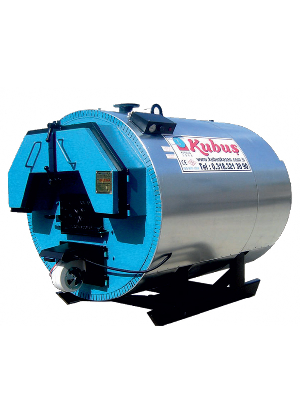 KUBUŞ KYS SERİSİ, 3 GEÇİŞLİ TAM SİLİNDİRİK KATI YAKITLI SICAK SU KAZANI.
