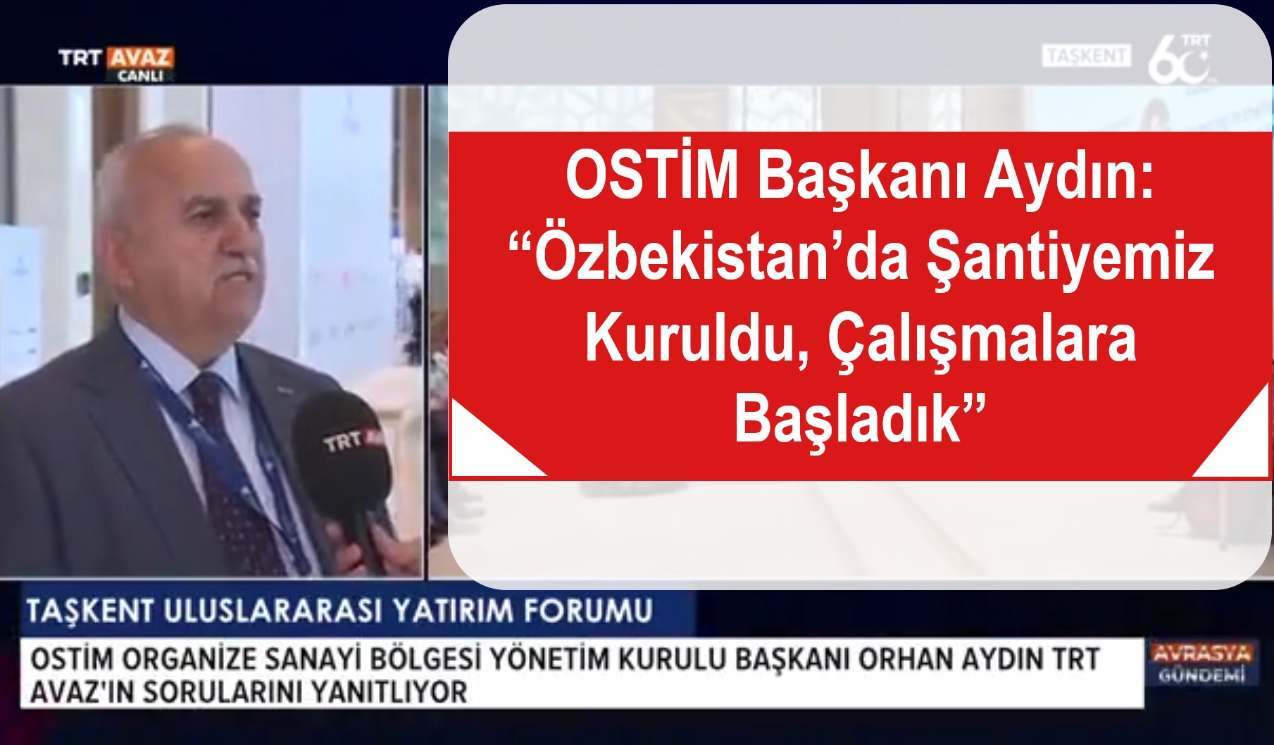 OSTİM OSB Yönetim Kurulu Başkanı Orhan Aydın TRT Avaz Canlı Yayınına Konuk Oldu