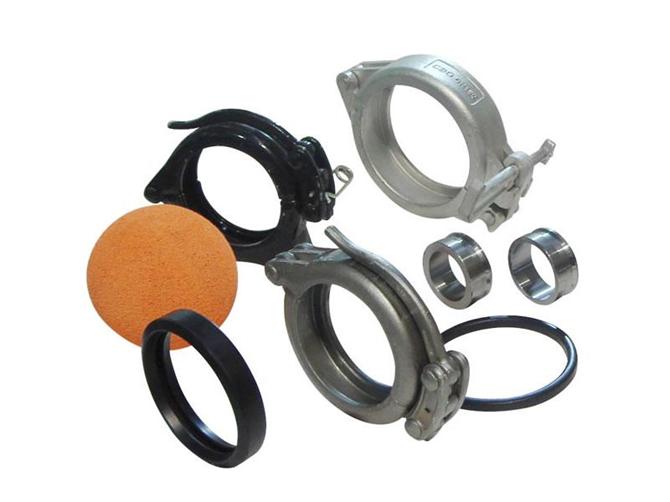CONCRETE PUMP PIPE CLAMPS AND CLEANING BALL