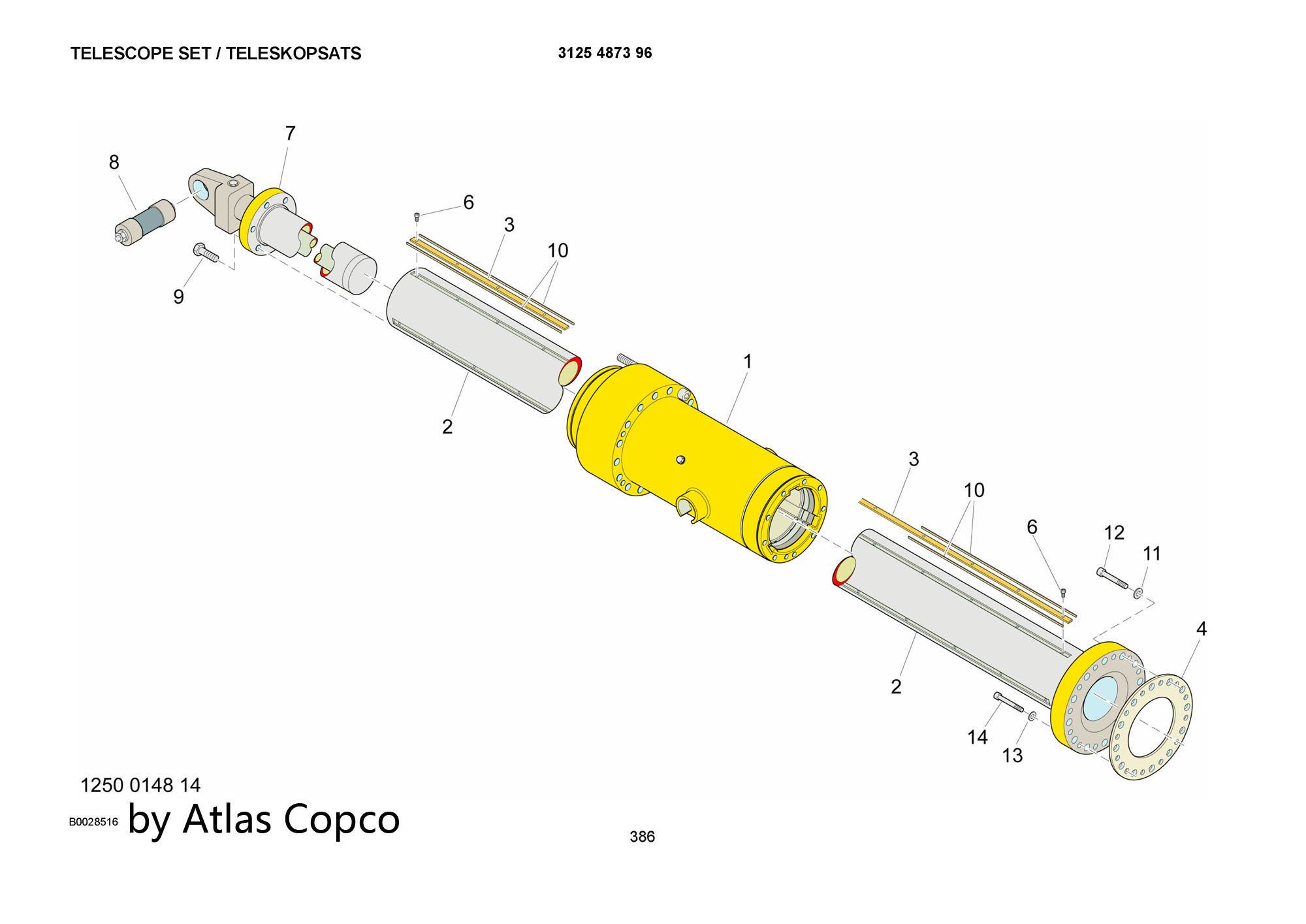 EXTENSION TUBE EPIROC ATLAS COPCO 3125487301 & 3125 4873 01 & 3125-4873-01