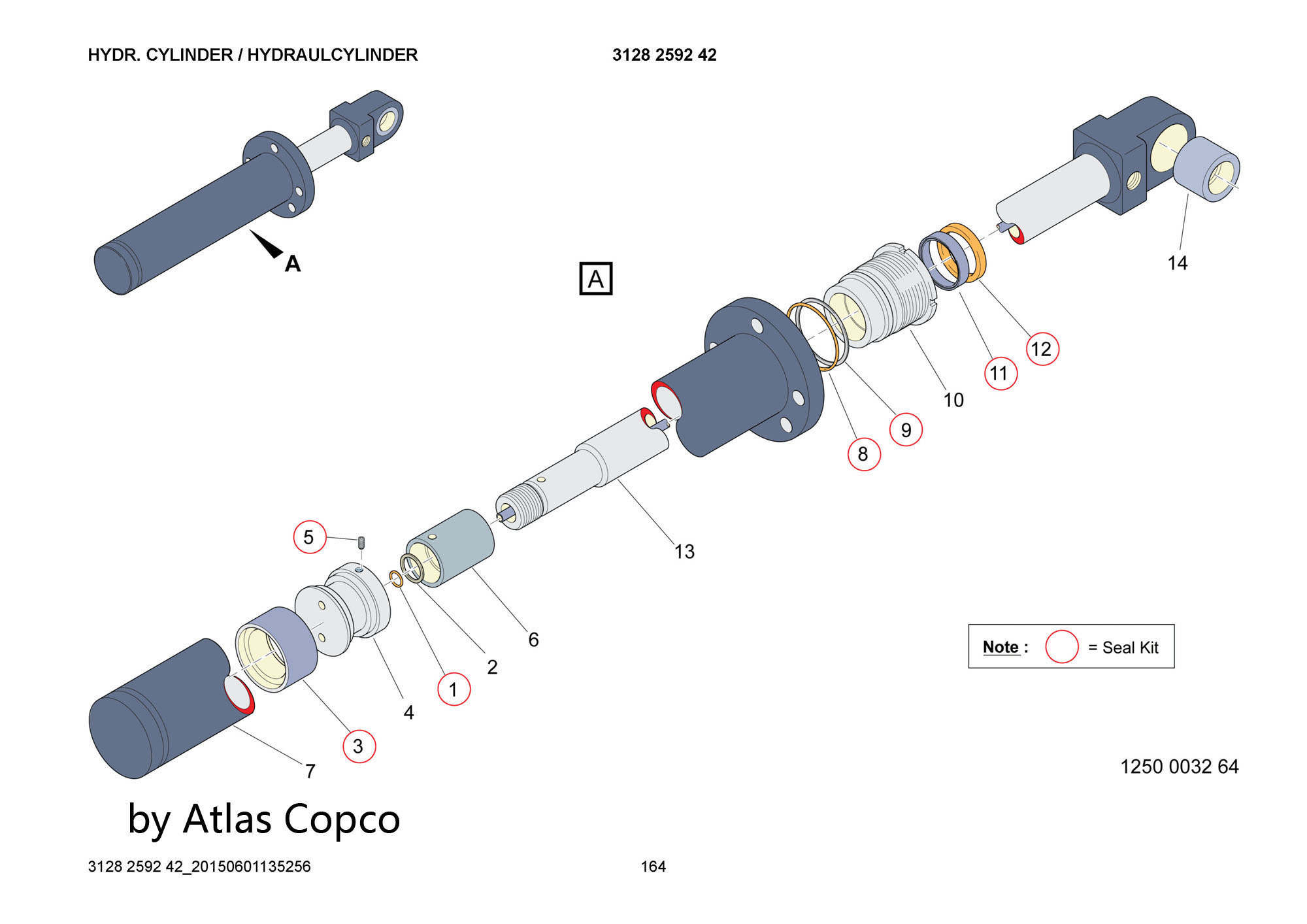 3128259242 & 3128 2592 42 CYLINDER EPIROC ATLAS COPCO