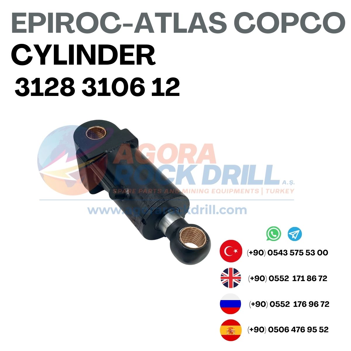 Epiroc - Atlas Copco - Hydr Cylinder - 3128 3106 12 - 3128310612 - 3128-3106-12