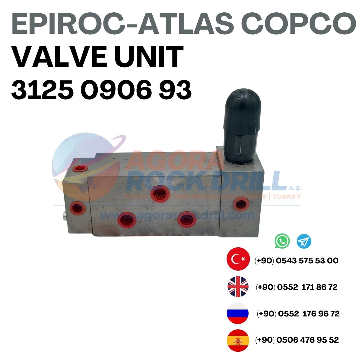 Epiroc - Atlas Copco - Valve Unit - 3125 0906 93 - 3125090693 - 3125-0906-93 