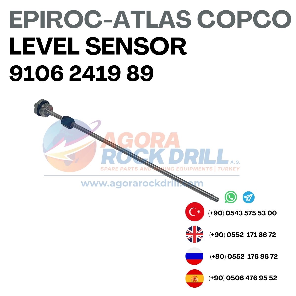 Epiroc - Atlas Copco - Level Sensor - 9106 2419 89 - 9106241989 - 9106-2419-89 