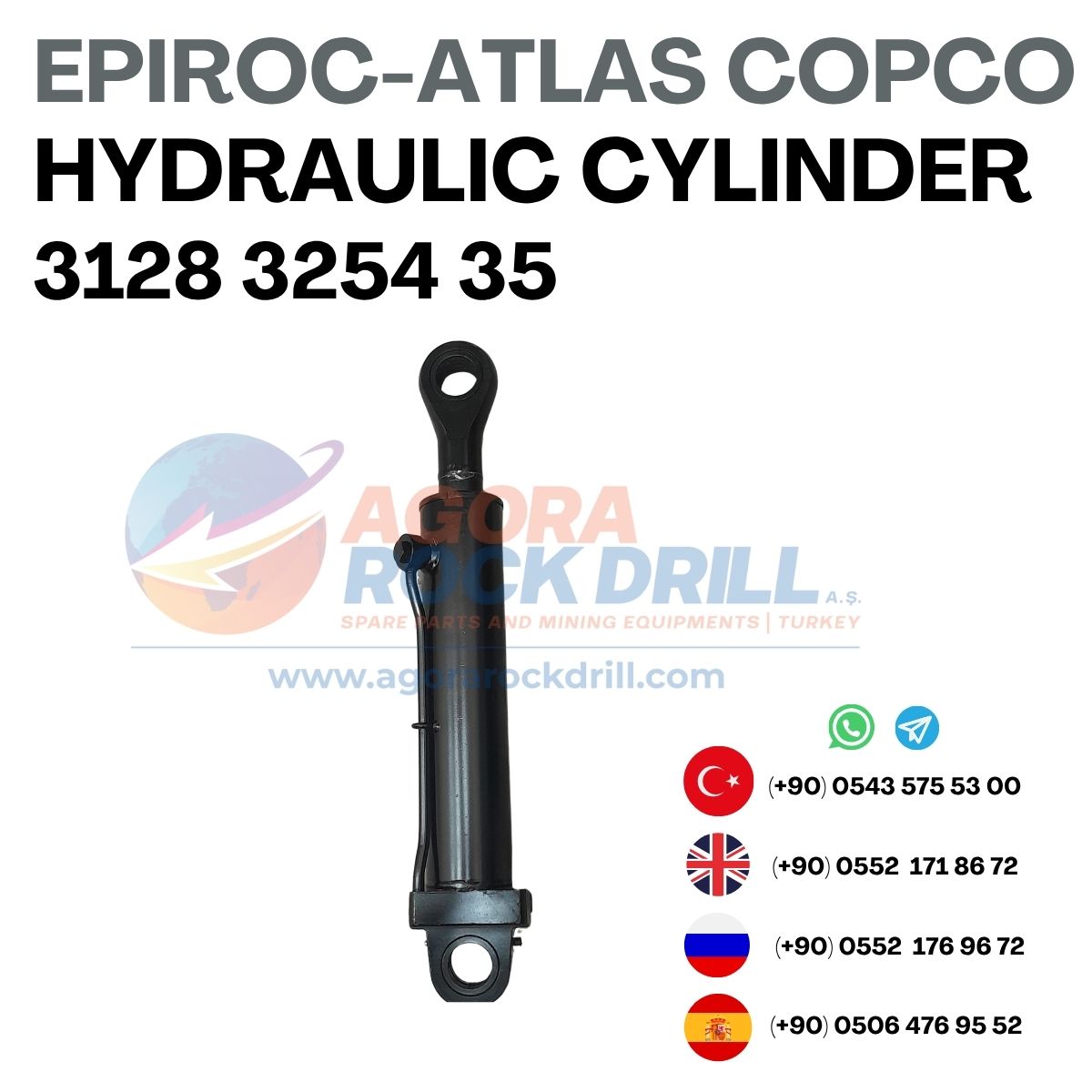 Epiroc - Atlas Copco - Hydraulic Cylinder - 3128 3254 35 - 3128325435 - 3128-3254-35 