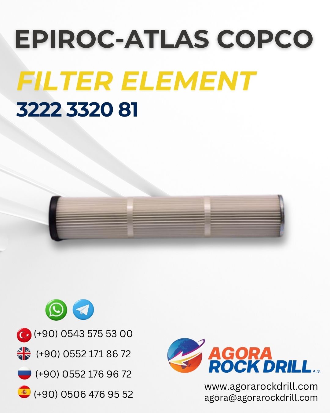 Epiroc - Atlas Copco - Filter Element - 3222 3320 81 - 3222332081 - 3222-3320-81