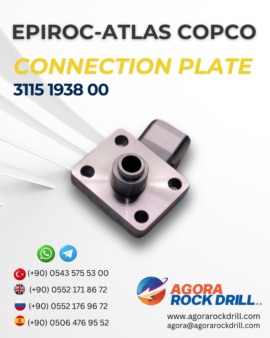 Epiroc - Atlas Copco - Connection Plate - 3115 1938 00 - 3115193800 - 3115-1938-00