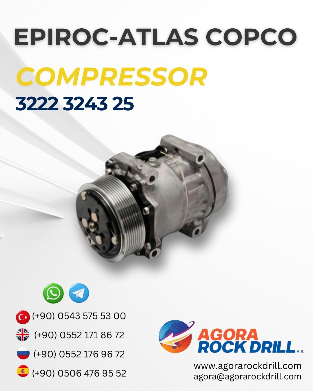 Epiroc - Atlas Copco - Compressor - 3222 3243 25 - 3222324325 - 3222-3243-25