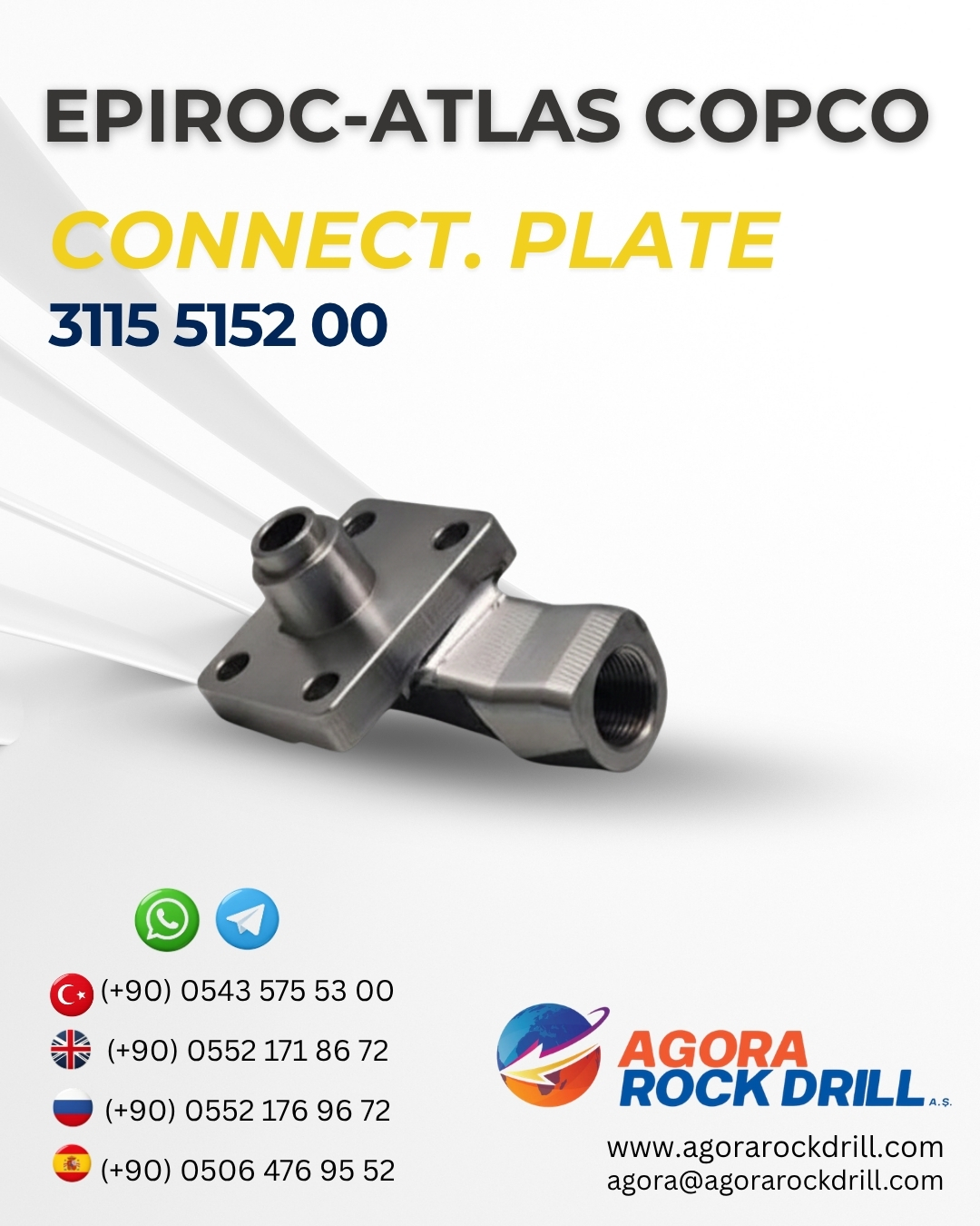 Epiroc - Atlas Copco - Connection Plate - 3115 5152 00 - 3115515200 - 3115-5152-00