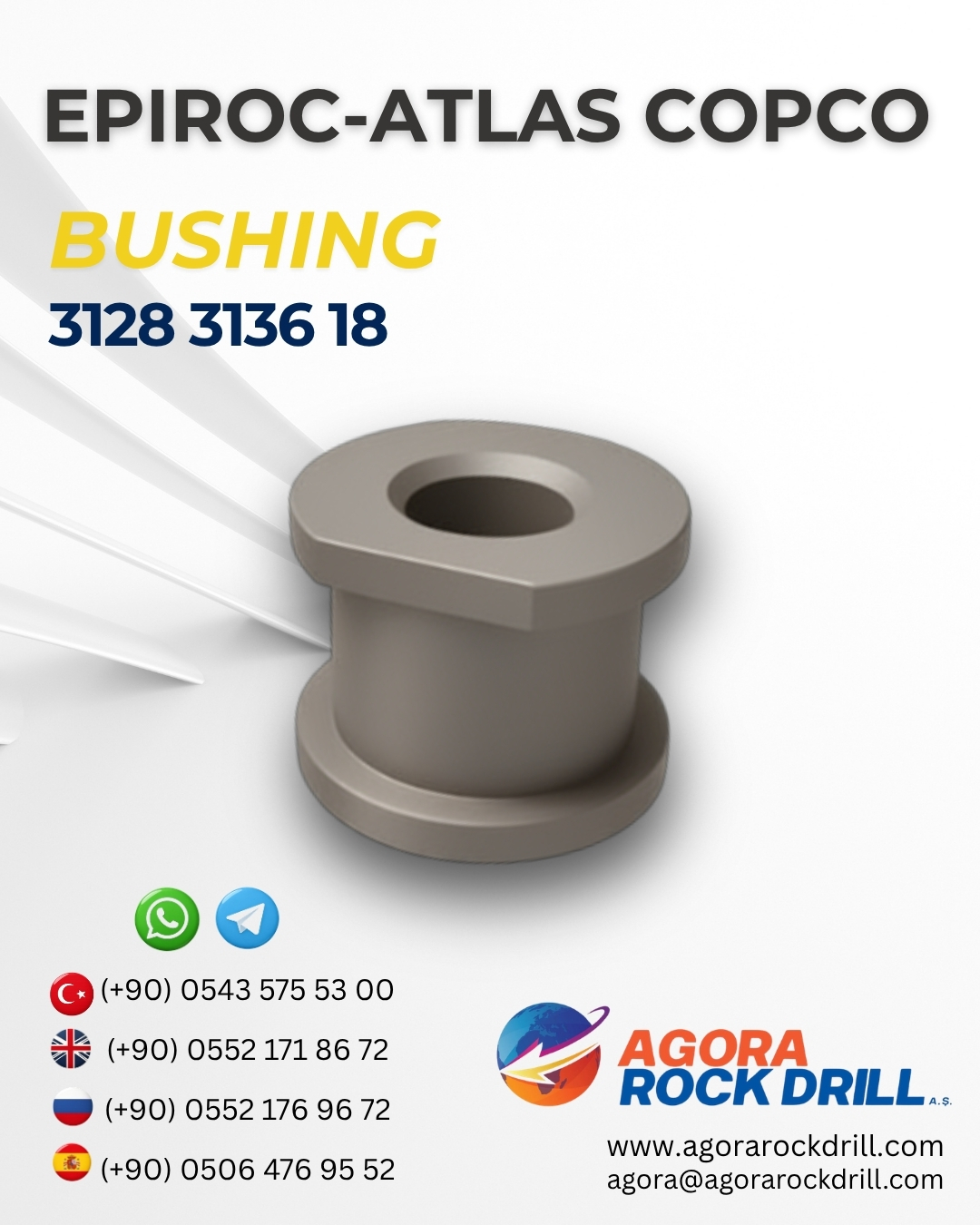 Epiroc - Atlas Copco - Bushing - 3128 3136 18 - 3128313618 - 3128-3136-18