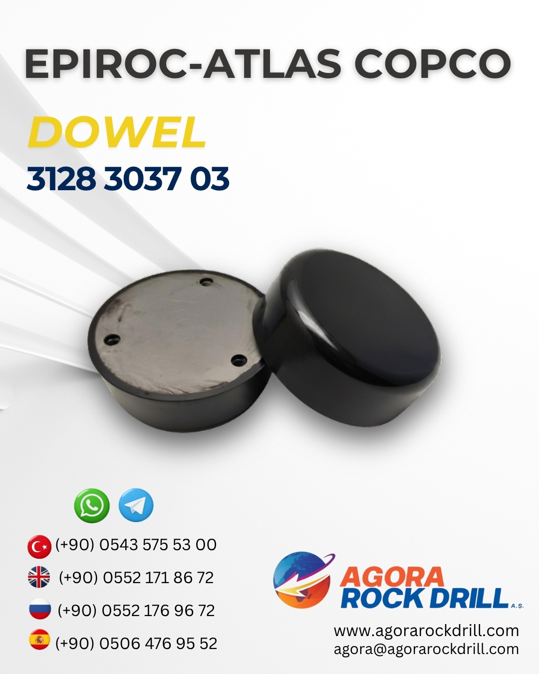 Epiroc - Atlas Copco - Dowel - 3128 3037 03 - 3128303703 - 3128-3037-03
