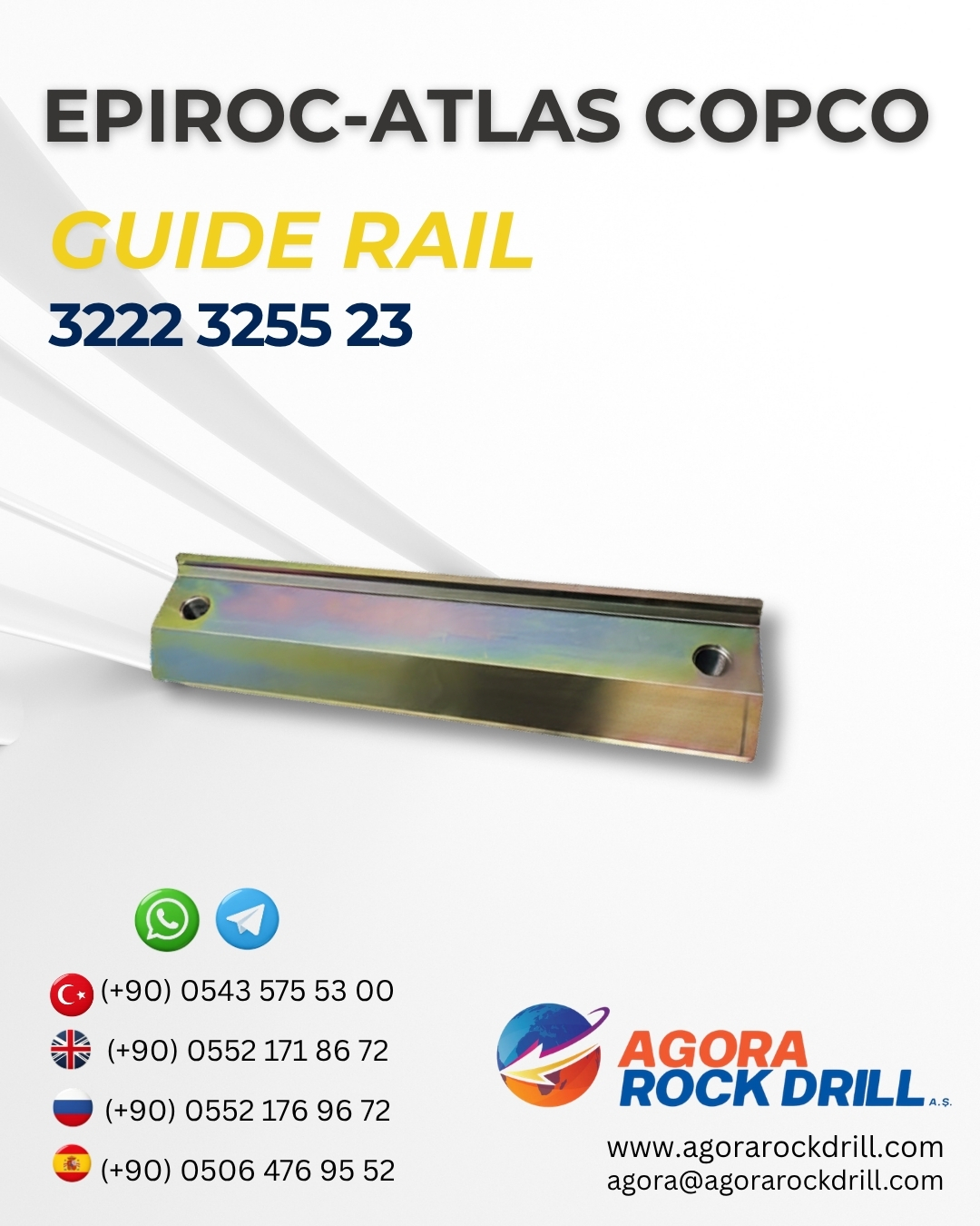 Epiroc - Atlas Copco - Guide Rail - 3222 3255 23 - 3222325523 - 3222-3255-23