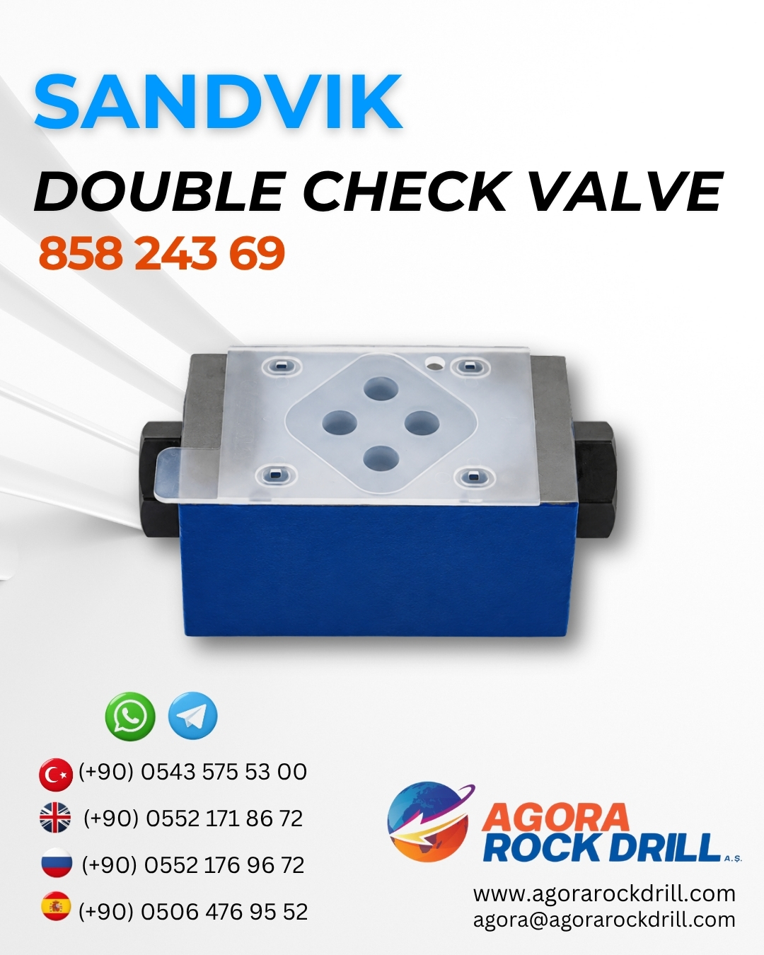 Sandvik - Double Check Valve - 858 243 69 - 85824369 