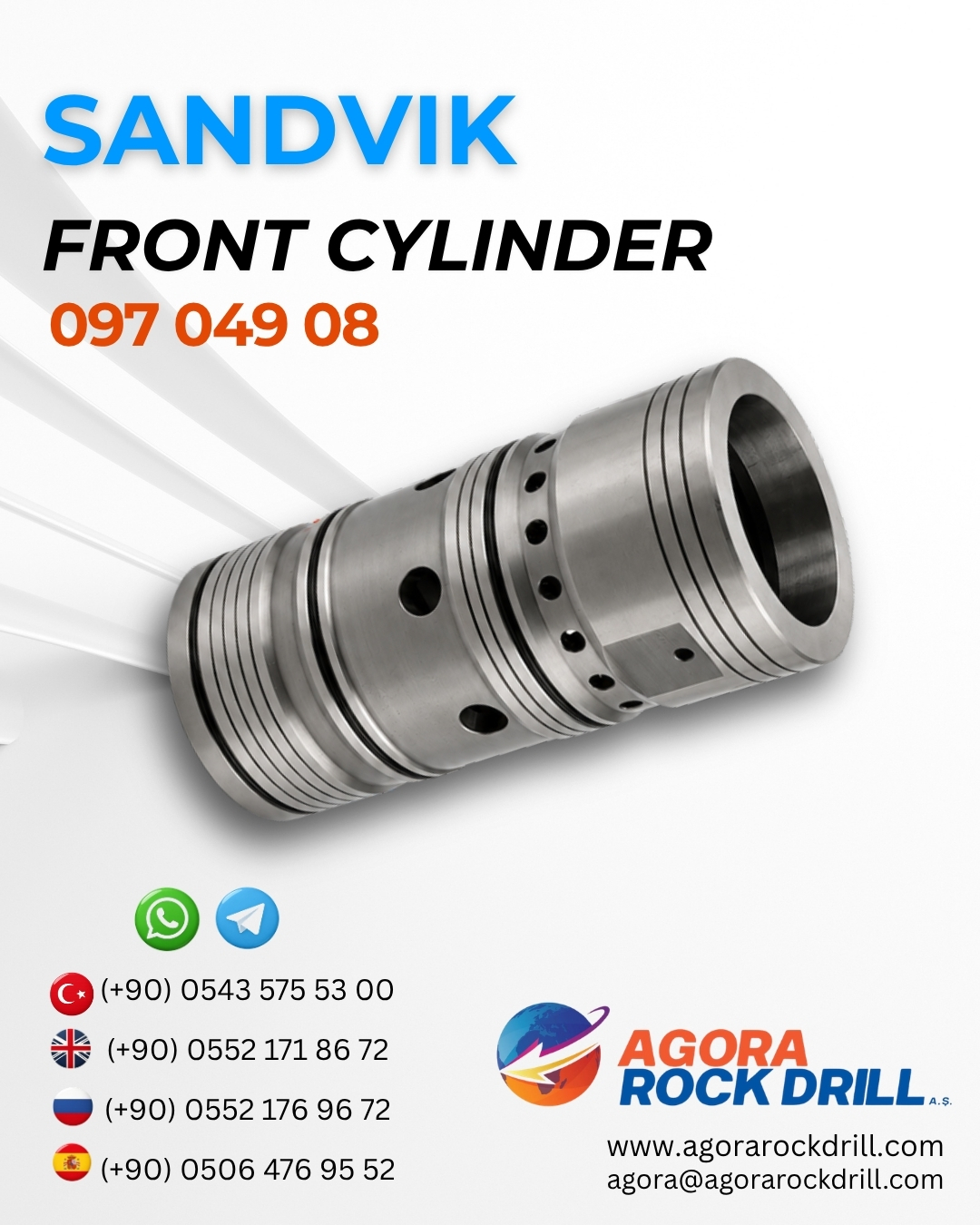 Sandvik - Front Cylinder - 097 049 08 - 097 049 08