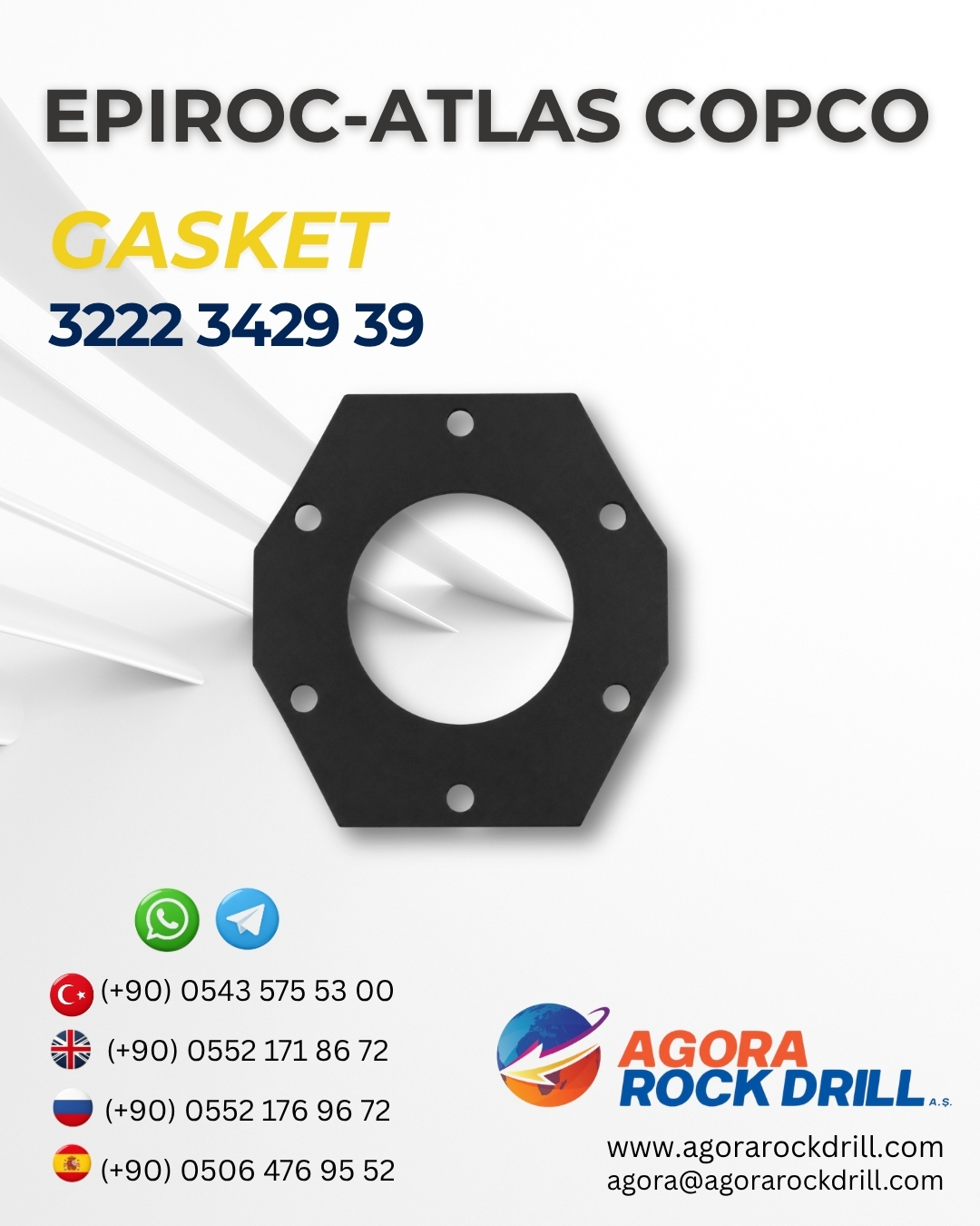 Epiroc - Atlas Copco - Gasket - 3222 3429 39 - 3222342939 -  3222-3429-39