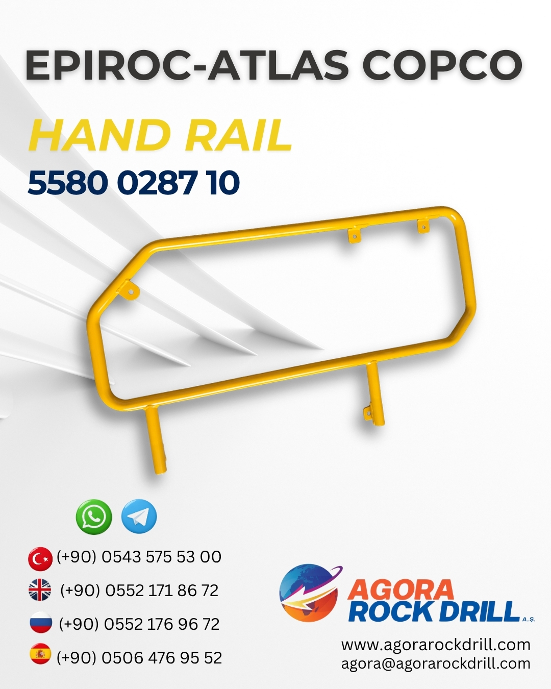 Epiroc - Atlas Copco - Hand Rail - 5580 0287 10 - 5580028710 - 5580-0287-10