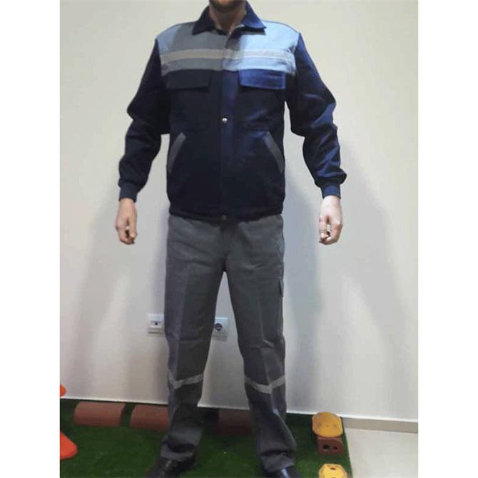 Gri Lacivert 7x7 Gabardin Mont Takım İş Elbisesi