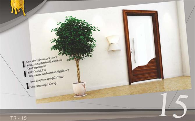 Doğal Ahşap Çelik Kapı