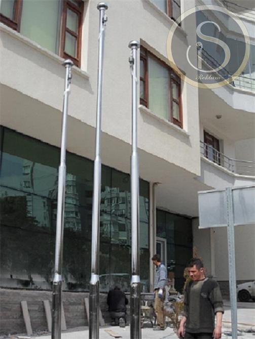 Paslanmaz Krom İçten Mekanizmalı Bayrak Direği
