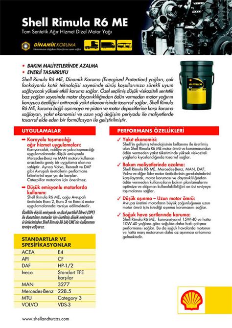 Shell Rimula R6 ME Dizel Motor Yağı