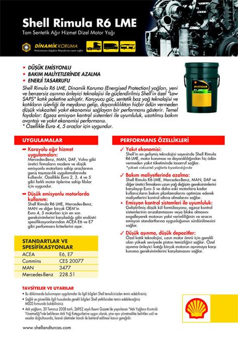 Shell Rimula R6 LME Dizel Motor Yağı