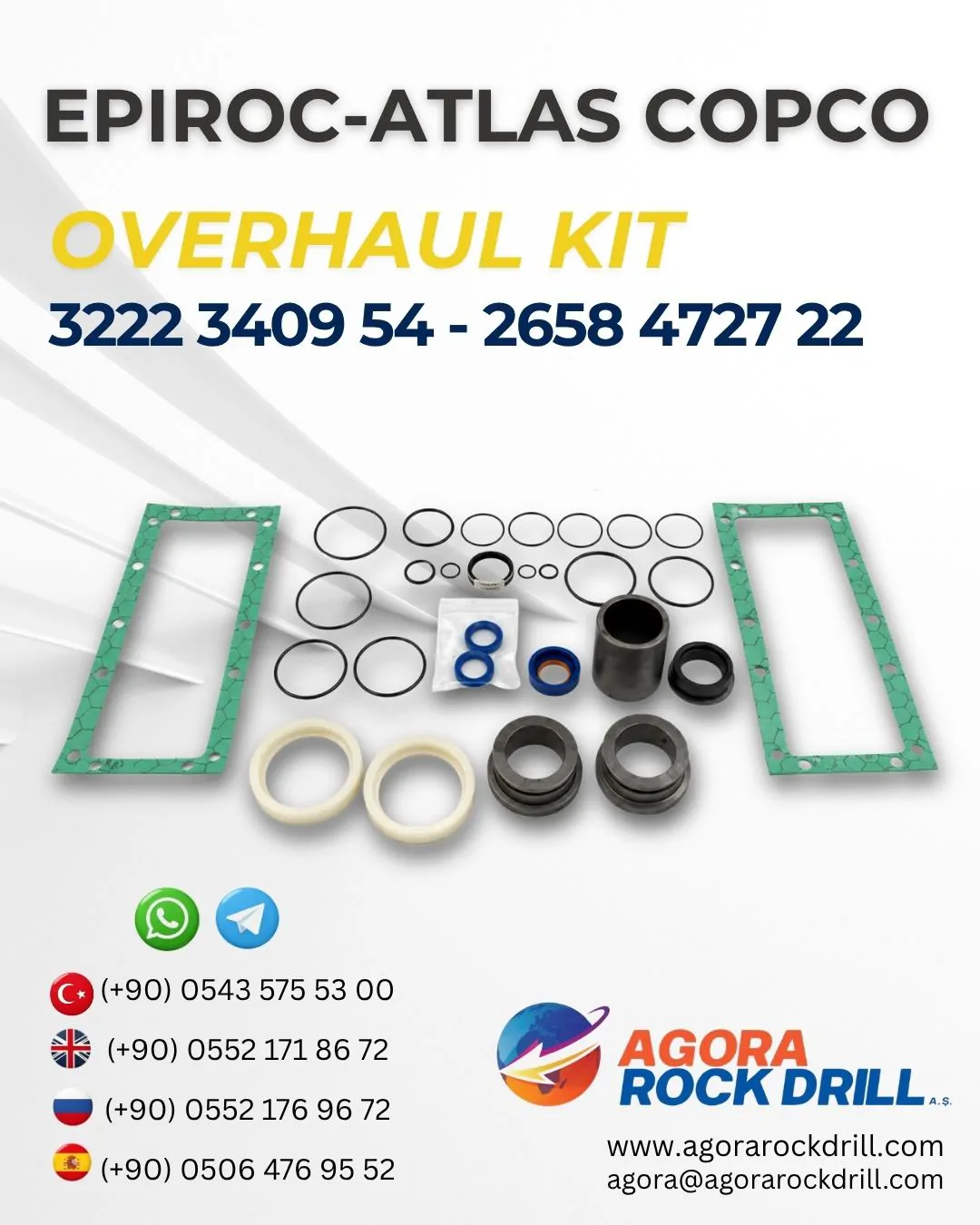 Epiroc - Atlas Copco - Overhaul Kit - 3222 3409 54 - 2658 4727 22 / 3222340954 - 2658472722 / 3222-3409-54 - 2658-4727-22